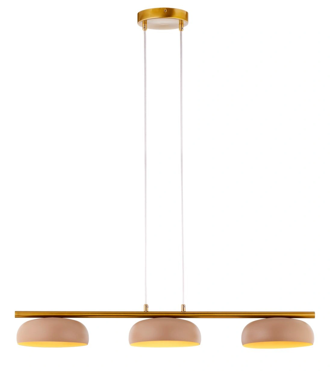 Lampa wisząca OLAF 3 – ciepły beż RAL 1019/złoty szczotkowany